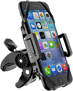 Beikell Soporte Movil Bicicleta- Anti Vibracion Soporte Movil Telefono Bicicletas y Motos Ajustable Rotacion 360° Universal con Cuatro Bandas Elasticas para iPhone X-8-7-6- Samsung- Huawei etc.