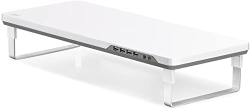 DEEPCOOL Soporte Monitor PC Inteligente- Elevador Monitor Ajustable para Monitor y Ordenador Portatil con 4 Puertos USB y Audio(HD)-Mic- Color Gris