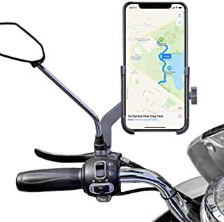 Homeet Soporte Movil Moto- Soporte Telefono Motocicleta Retrovisor Universal Aleacion de Aluminio 360 Rotacion Soporte Moto Retrovisor Antideslizante para 4.7- a 6.8- Telefono y GPS