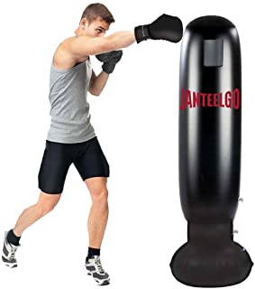 JanTeelGO Saco de Boxeo- Saco de Boxeo de pie de 160 cm para un Rebote inmediato para Practicar Karate- Taekwondo y aliviar Pent Up Energy en ninos (Negro-D)