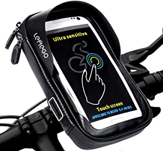 LEMEGO Bolsa Bicicleta Manillar para Ciclista Ciclismo- Bolso de Bici Impermeables Soporte Movil telefono para telefonos moviles Inferior de 6 Inches