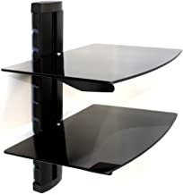 Maison & White Consolas flotantes de vidrio negro templado Consolas de montaje en pared - Reproductores de DVD 2 Tier