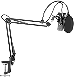 Neewer NW-700 Microfono Condensador Pro Estudio Grabacion de Emision y NW-35 Microfono Grabacion Ajustable Suspension Brazo de Tijera con Montaje de Choque y Abrazadera Montaje kit