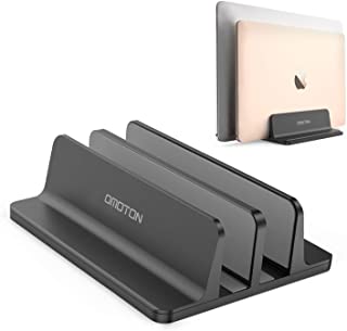 OMOTON Soporte Vertical Portatil Dual- Movilble Soporte Laptop de Aluminio para Macbook Air-Pro- ASUS- Lenovo- Todos Portatiles y Netbooks- iPad- Negro