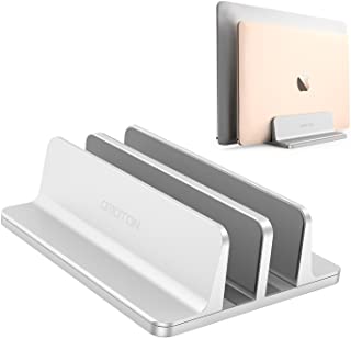 OMOTON Soporte Vertical Portatil Dual- Movilble Soporte Laptop de Aluminio para Macbook Air-Pro- ASUS- Lenovo- Todos Portatiles y Netbooks- iPad- Plata