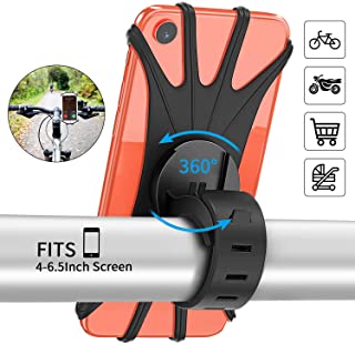 PEYOU Soporte Movil Bici- 360° Rotacion Soporte Movil Moto Bicicleta- Ajustable Universal Silicona Telefono Manillar- Compatible para iPhone X-XR-XS MAX- para Samsung Galaxy- Xiaomi- Huawei (4-6.5-)