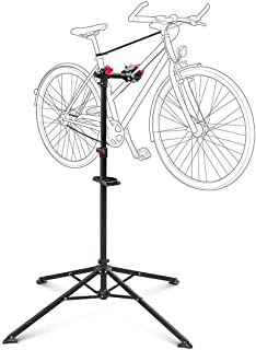 Relaxdays - Soporte Caballete Plegable para Bicicletas- Acero pulverizado- Soporte hasta 30 kg- Altura Ajustable Desde 110-190 cm- Color Negro