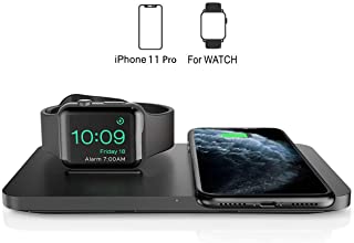 Seneo Cargador Inalambrico Rapido -  7.5W Cargador Domestico 2 en 1 para iPhone 8 a iPhone 11 Pro y AirPods Pro- Soporte de Carga Inalambrico para Apple Watch Series 5-4-3-2